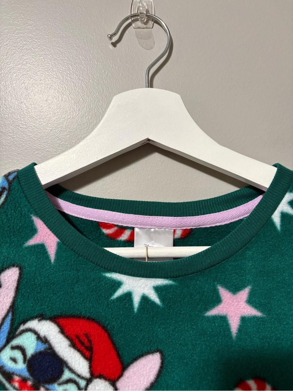 Disney Stitch Fleece Holiday Candy Cane PJ Set Green Red Blue - Picture 4 of 12